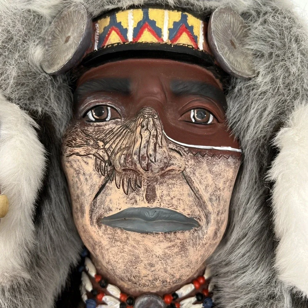 Native American Spirit Mask Bird of Prey Wall Hanging Hand Painted And Unsigned